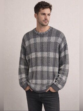 Vintage grey INXS Striped Knit Sweater mens xl